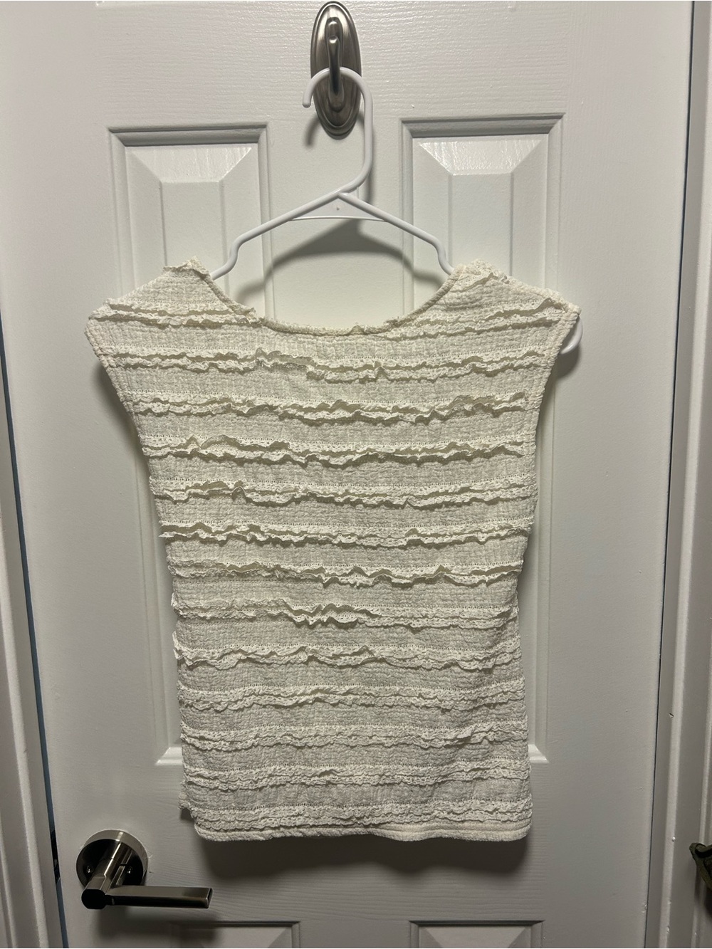Women's Cream Ruffle Texture Blouse